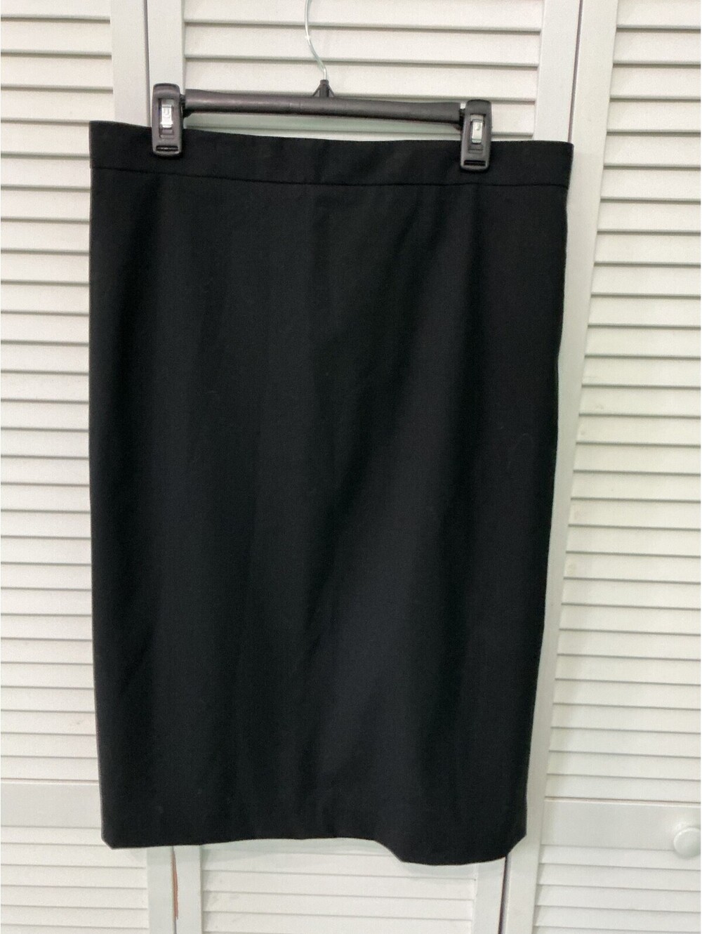 Banana Republic Black Pencil Skirt Size 14 Wool Blend Stretch Lined B4-112